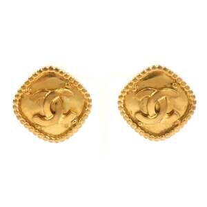 CHANEL Authentic Gold Logo Earrings